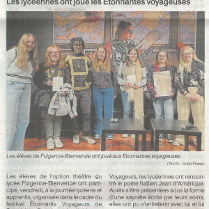 Ouest-France 31-05-2023 Les élèves de l'option théâtre à Etonnants Voyageurs