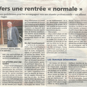 Courrier independant 16-07-2020 Lycee Fulgence Bienvenue Vers une rentree normale