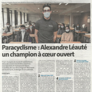 Le Telegramme 18-02-2021 Paracyclisme Alexandre Leaute un champion a coeur ouvert