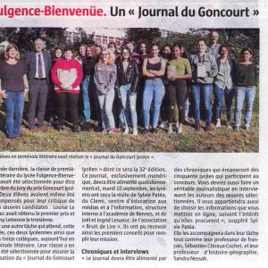 Telegramme 12-09-2019 Tle L Classe Journal Goncourt des lyceens
