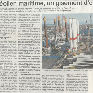 Ouest-France cahier formation professionnelle 15-11-2022 Eolien maritime un gisement d emplois durables