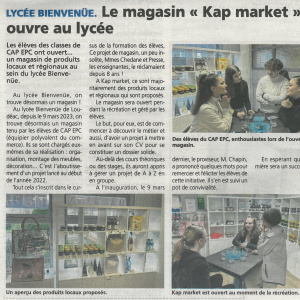 Courrier independant 16-03-2023 Le magasin Kap market ouvre au lycee
