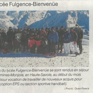 Ouest-France 25-01-2022 Un sejour ski au lycee Fulgence Bienvenue