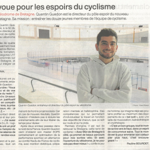 Ouest-France 12-10-2023 Quentin Guedon entraîneur du pôle espoir cyclisme