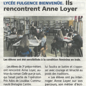Le Courrier independant 01-07-2021 Lycée Fulgence bienvenue. Rencontre avec Anne Loyer