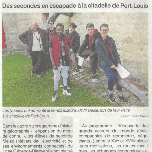 Ouest-France 18-02-2020 Des secondes en escapade à la citadelle de Port-Louis