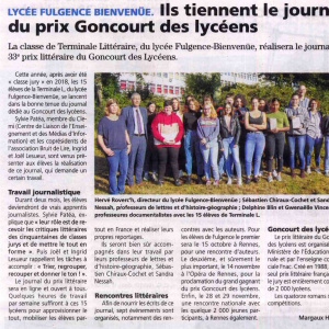 Courrier independant 19-09-2019 Tle Classe Journal Goncourt des lyceens