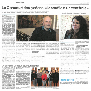 Ouest-France 15-11-2019 Un journal Goncourt pour tout raconter